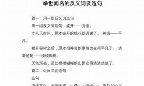 举世闻名和臭名远扬造句话_举世闻名和臭名远扬造句30